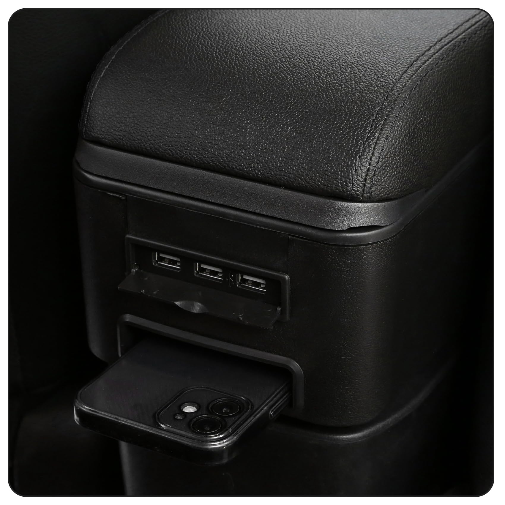 YJYWZH Apoyabrazos para Dacia Logan 2 Sandero 2 2012–2020 Logan MCV II Reposabrazos Doble Capa Consola Central Caja de Almacenamiento Negro Cuero