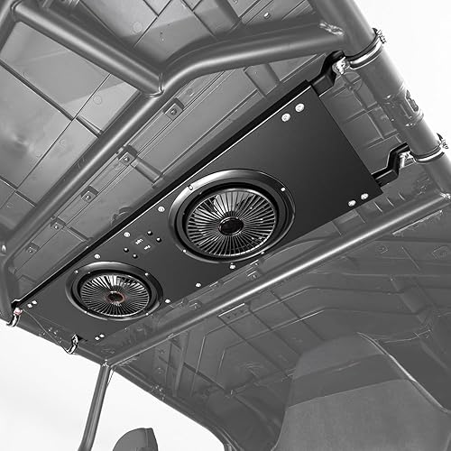 KEMIMOTO UTV Fan, Dual 8" Large Cab Cooling Fan for Summer Outdoor, Dome Light Integrated Solid Aluminum Mount 12V Roof SxS Air Conditioner, Compatible with Polaris RZR 2024+, Ranger, Can-Am Defender