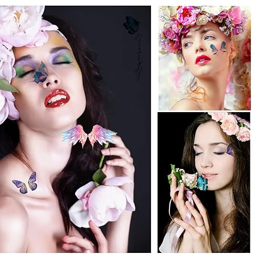 Miniatura 5 de Tatuaje temporal para la cara, tatuajes metálicos de pecas con purpurina, mariposas falsas para festivales, maquillaje, accesorios para rave,