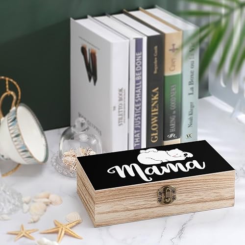 Miniatura 4 de Mama Bear Wooden Storage Box Rectangular Keepsake Box Organizer Jewelry Box Holder Gift Boxes for Home Storage Container