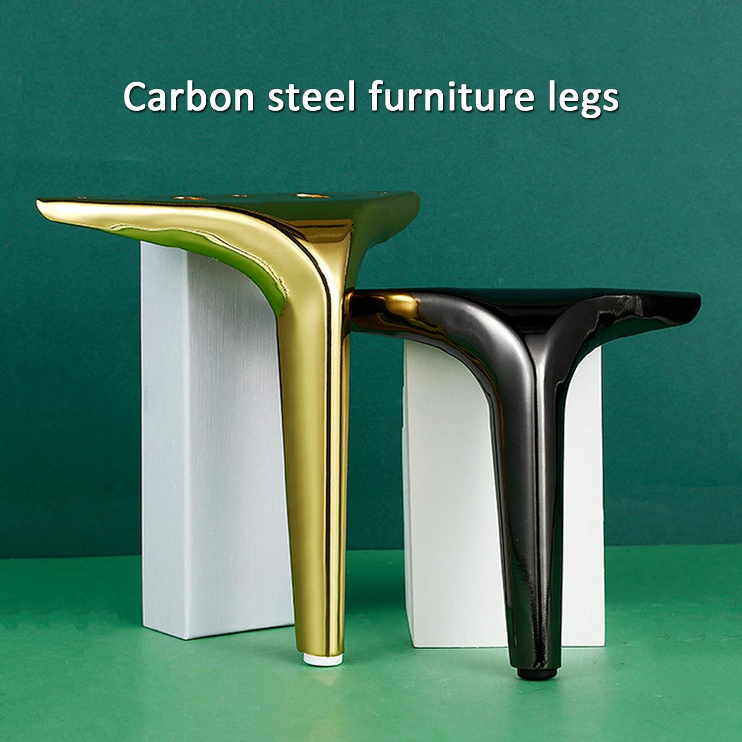 Patas Para Muebles Metálicas – Pack De 4 Unidades, 10 Cm De Alto, Negro, Con Tornillos Y Protectores