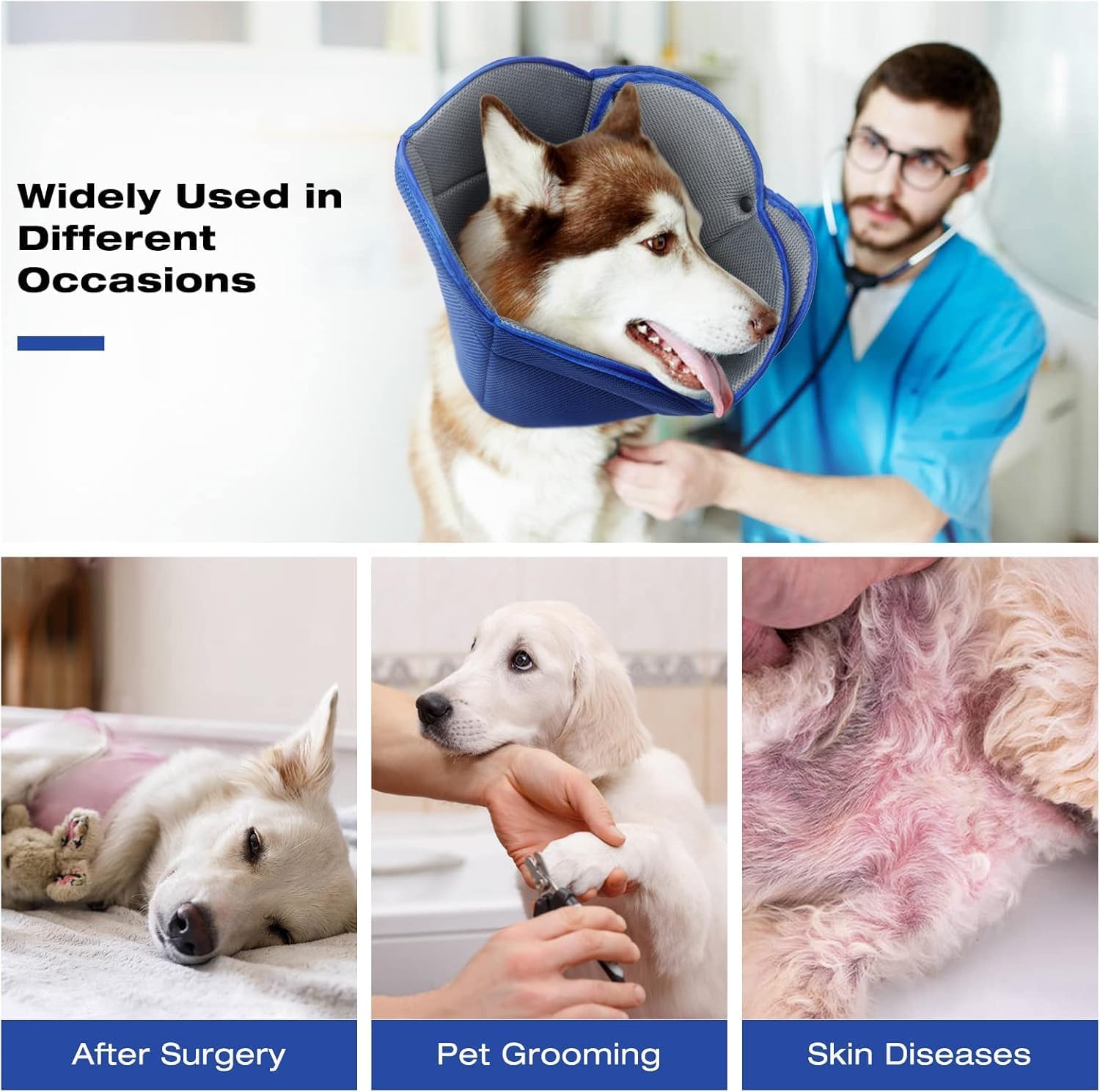 Dog Cat Cone Collar Soft Breathable Cone for Dogs After Surgery to Stop Licking,Cat Recovery Collars & Cones Alternative Dog Cat Cone Collar Soft
