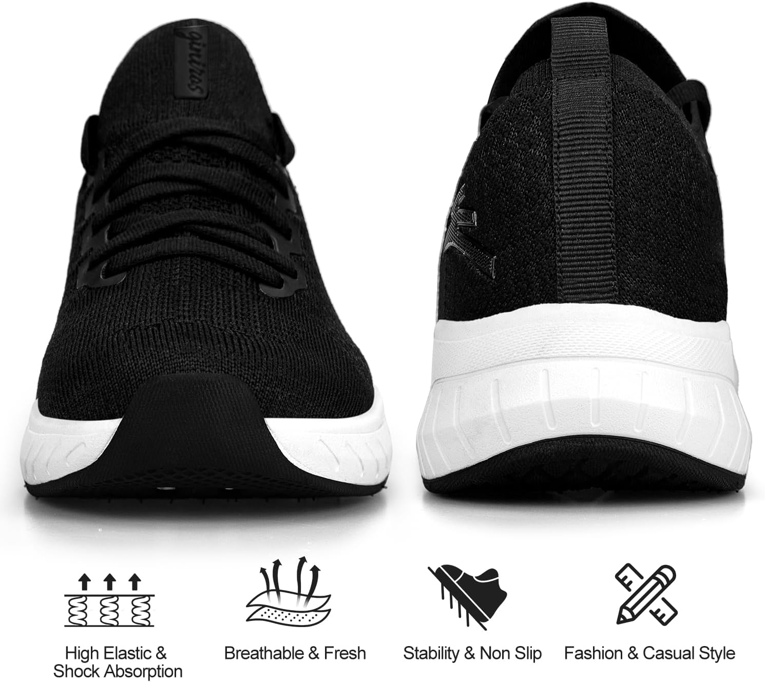 Mens Slip on Lightweight Walking Shoes Non Slip Breathable Running Shoes Comfort Tennis Workout Gym Sneakers with Shoelace - Image 4
