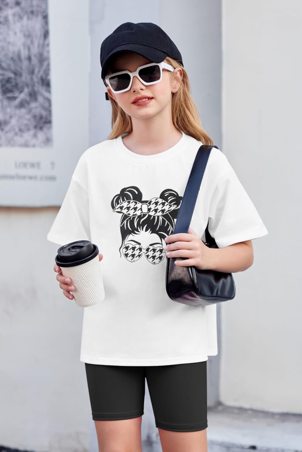 Arshiner Girls Clothes Summer 2 Piece Outfits Drop Shoulder T-Shirts and Biker Shorts Kids Fashion Clothing Sets - Image 5