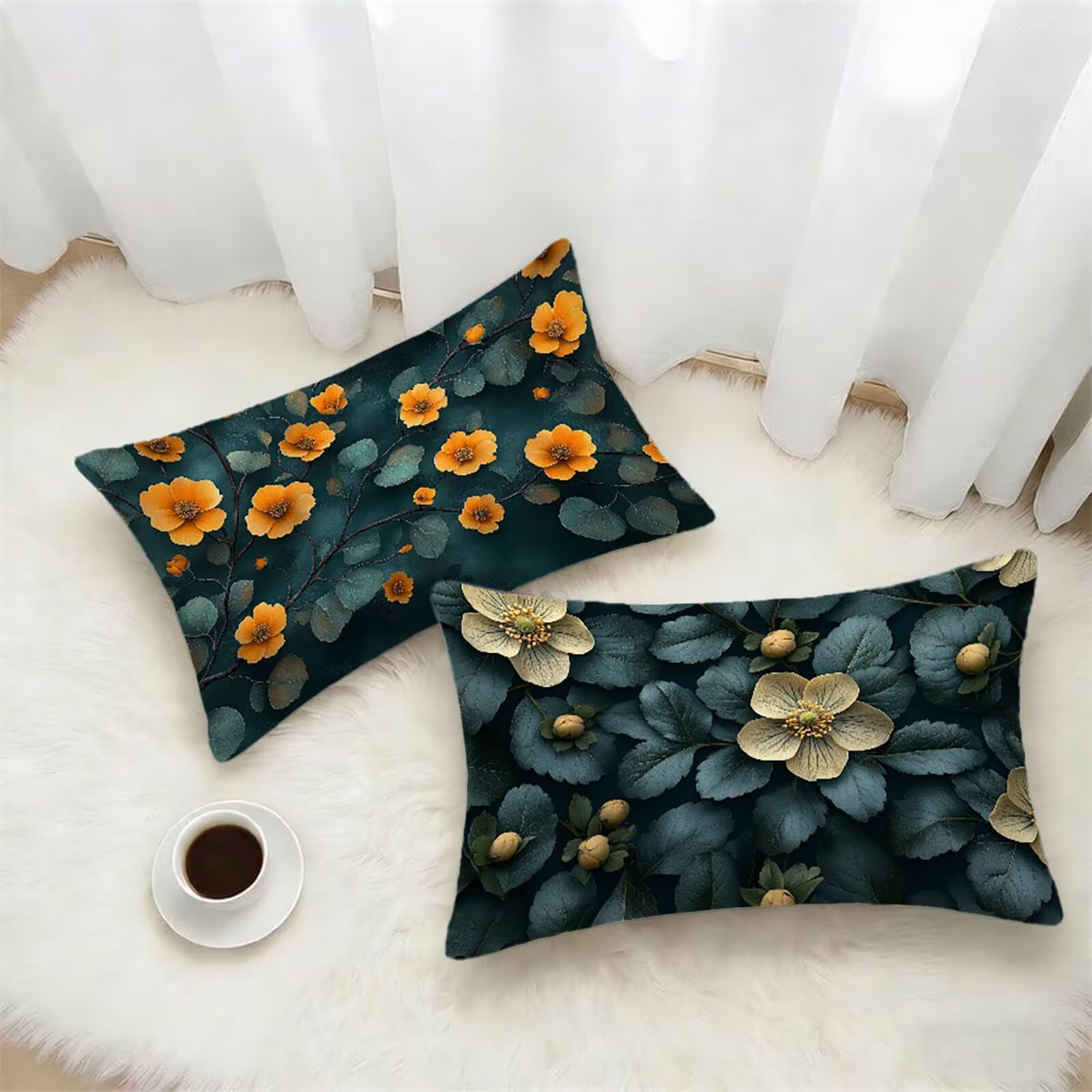 Federe Cuscino 60x80 Set di 2, Verde Federe Cuscini Divano Lino, Rettangolari Copricuscini 60x80cm Con Cerniera Invisibile, Copricuscino per Camera Letto Casa Decorazioni Regalo, Nordico kj-3297