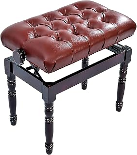 Yisss Piano Stool,Dressing Table Stool Piano Bench with Solid Wood Leg Adjustable Piano Bench Single Piano Stool Pu Leather Luxury Cushion Height: 46-56cm (null Brown)