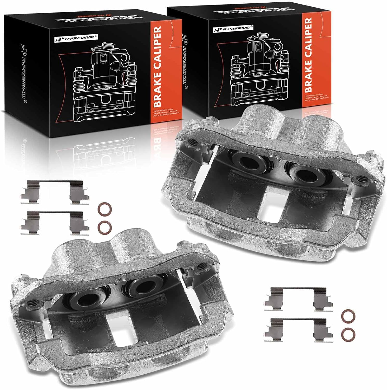 A-Premium Disc Brake Caliper Assembly with Bracket Compatible with Select Chevy and GMC Models - Express 2500/Savana 2500 2003 2004 2005 2006 - Rear Driver and Passenger Side, 2-PC Set