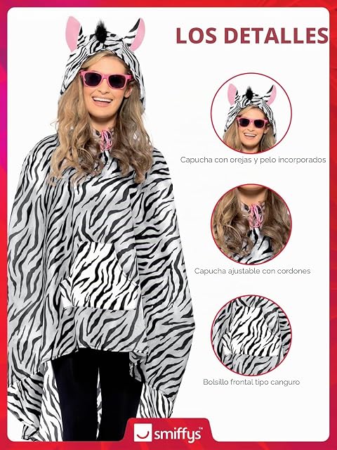 Foto 4 de 8 de Smiffys Party Poncho de la Cebra, con Bolsa con Asas Halloween, Carnaval