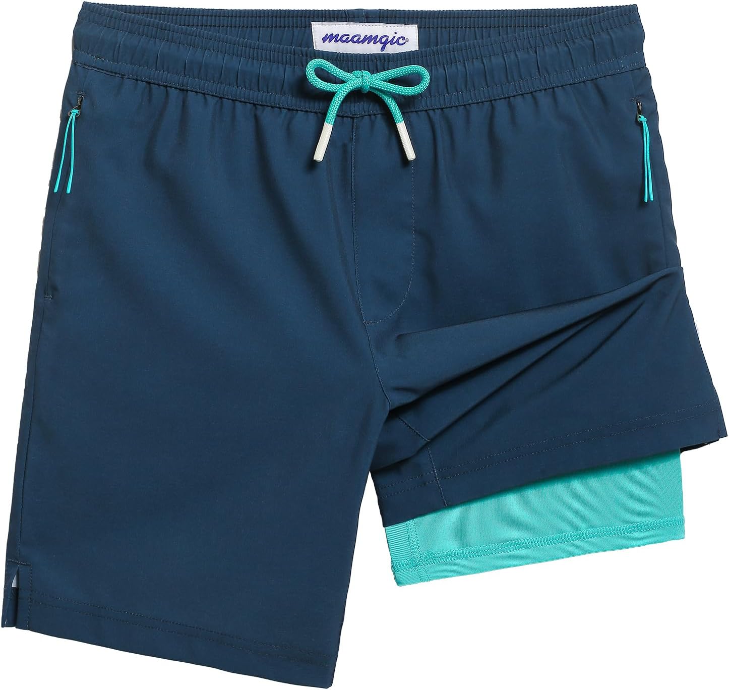 maamgic Boys Swim Trunks Compression Liner Stretch Teen Boy Swim Shorts Anti-Chafe Bathing Suits with Zipper Pocket