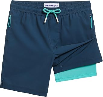 maamgic Boys Swim Trunks with Compression Liner Stretch Teen Boy Swim Short