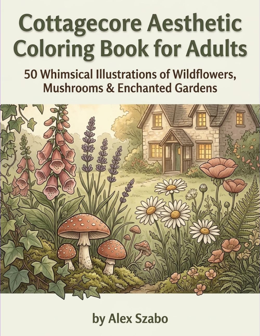 Cottagecore Aesthetic Coloring Book for Adults: Whimsical Illustrations of Wildflowers, Mushrooms, Enchanted Cottages & Fairy Gardens — Stress Relief Art for Nature Lovers