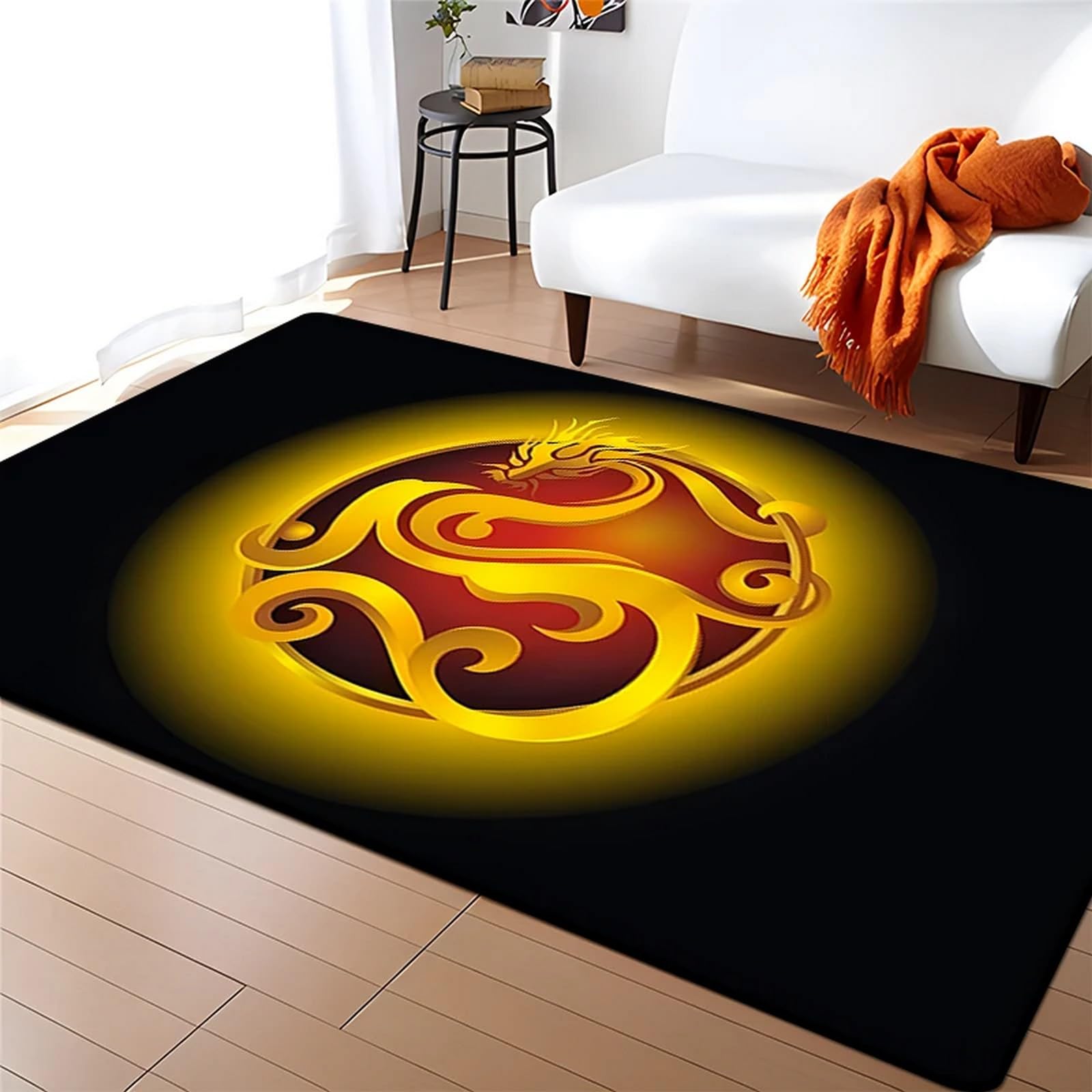 Tapis de cuisine antidérapant lavable en machine imprimé Yin Yang