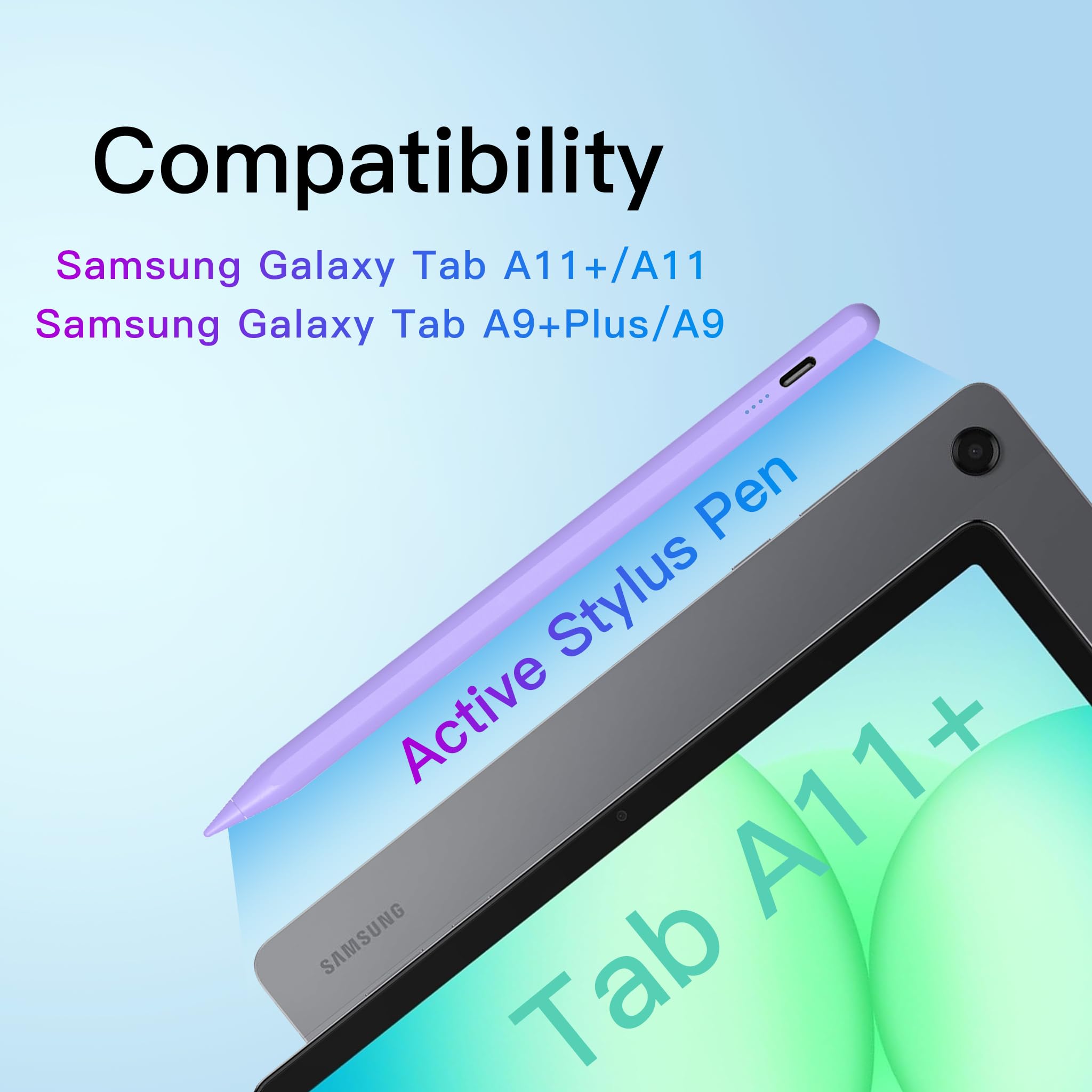 Tab A11+ Stylus Pen für Samsung Galaxy Tab A11/A9/A9+Plus Android Tablet Schnellladung, Präzise S Pencil Touchscreens Stylisten (Violett)