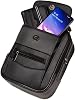 Av A Dos Men's Black Phone Split Leather Plaid Hand Shoulder Cross Strap Bag Medium Size