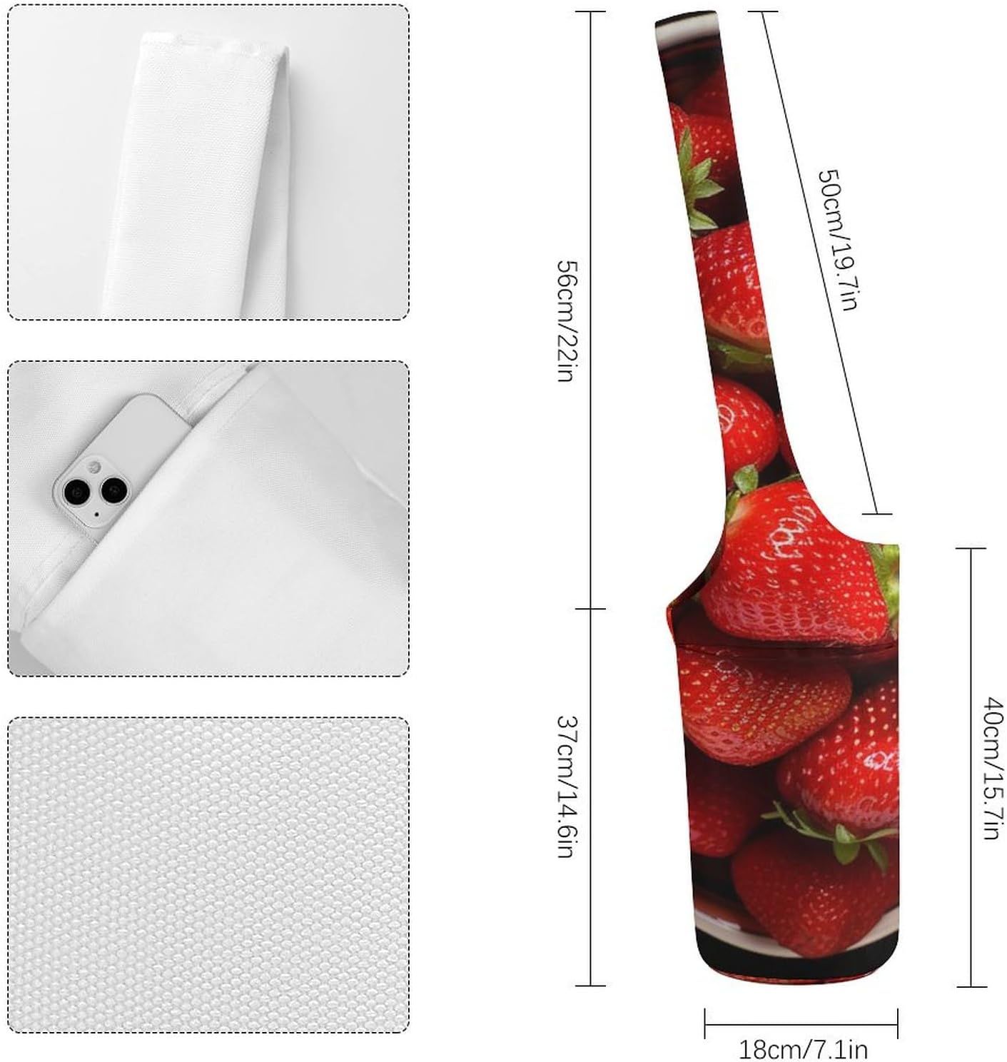 Canvas Yoga Bag,Strawberries in Bowl Printed Yoga Mat Handbag,Portable Yoga Mat Bag Large Capacity Gym Bag for Men Women Pilates Beach Travel