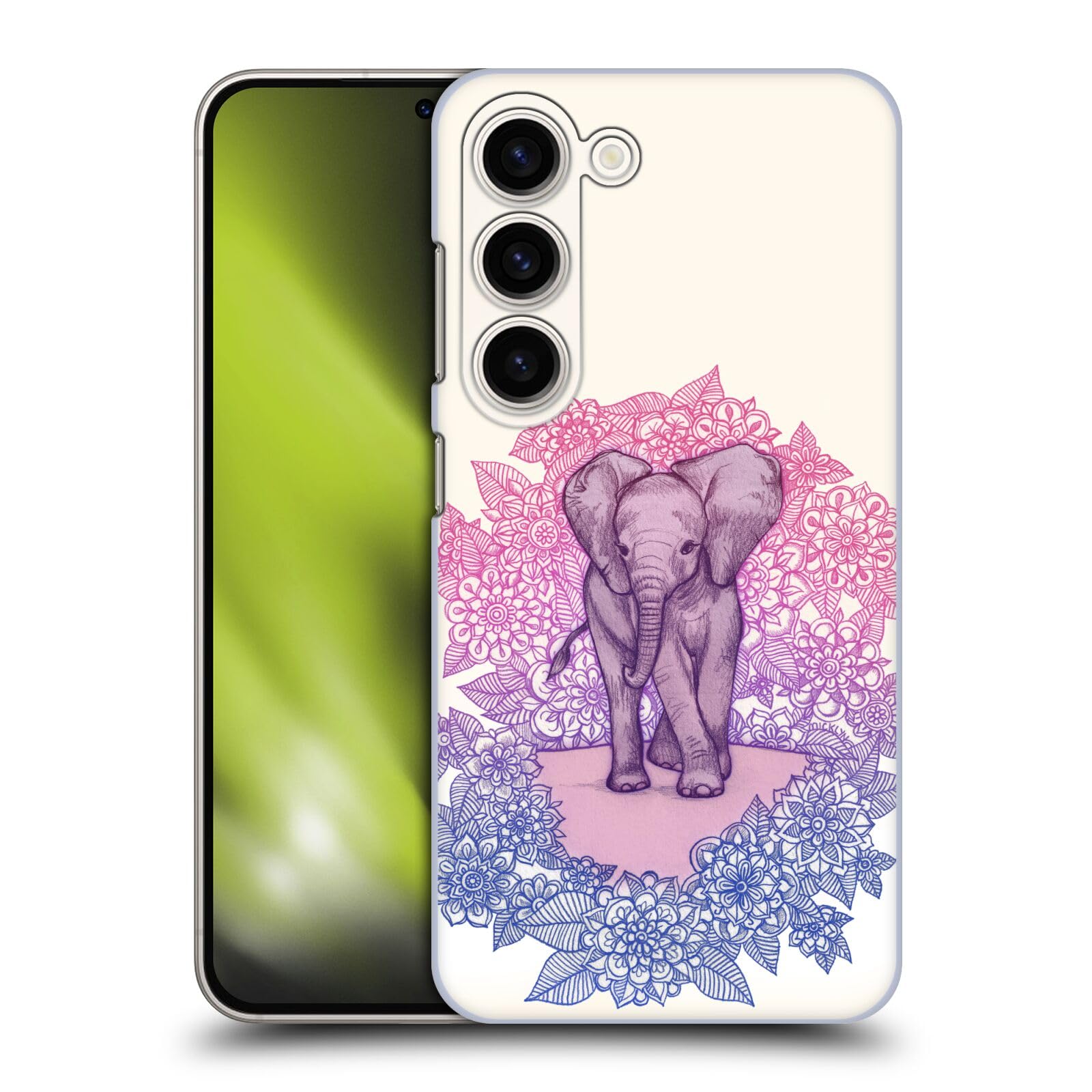 Head Case Designs Officially Licensed Micklyn Le Feuvre Cute Baby Elephant Animals Hard Back Case Compatible with Samsung Galaxy S23 5G