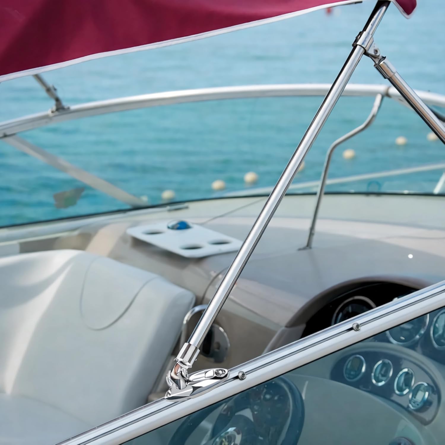 Bimini Top Hardware, Deck Side Mounted Quick Release Hinges, Eye end caps,Boat Fittings Fits 7/8'' or 1'' OD 316 Stainless Steel Heavy Dudy Parts for Canopy (2 Pair)