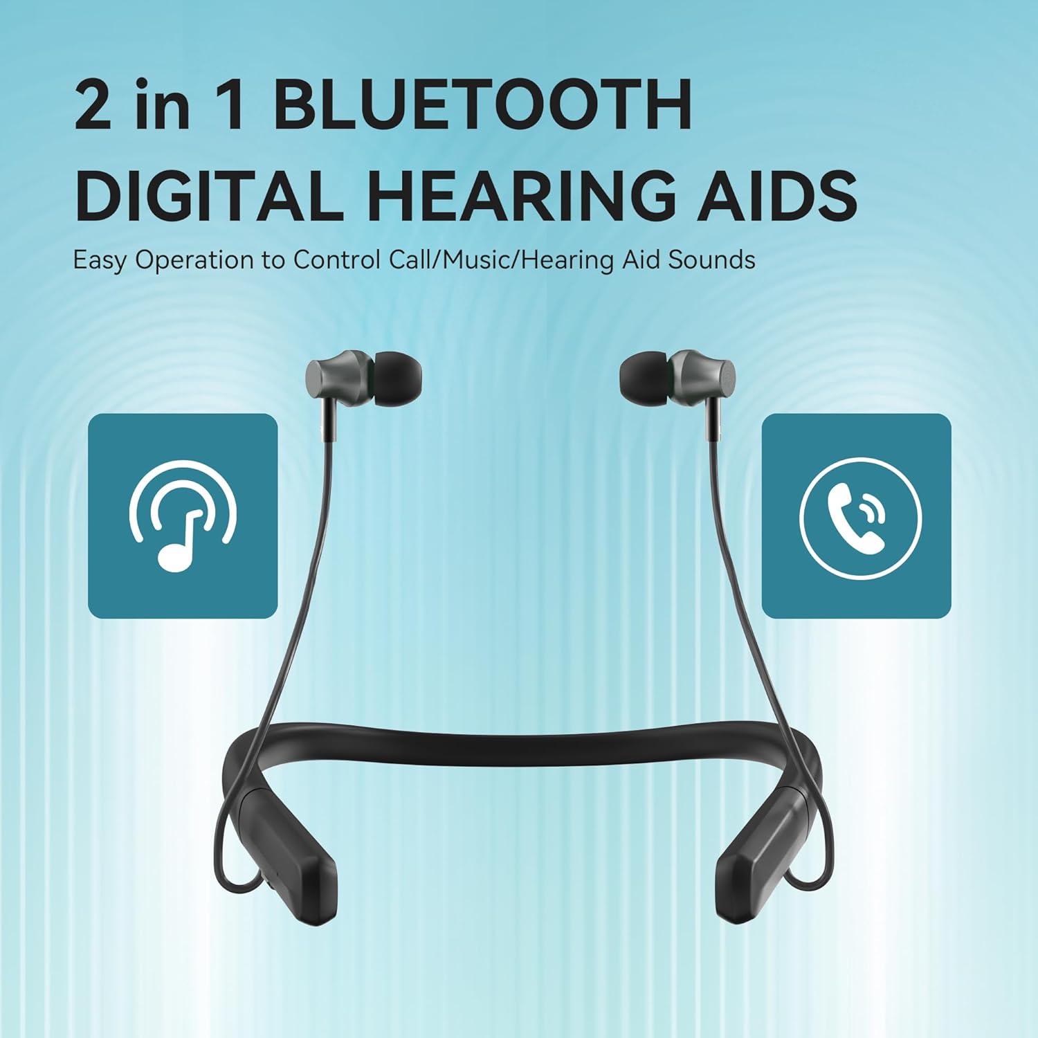 Hearing Aids, Bluetooth Hearing Aid for Seniors Adults, Neckband Rechargeable Hearing Amplifiers for Hearing Loss with Volume Control - Image 3