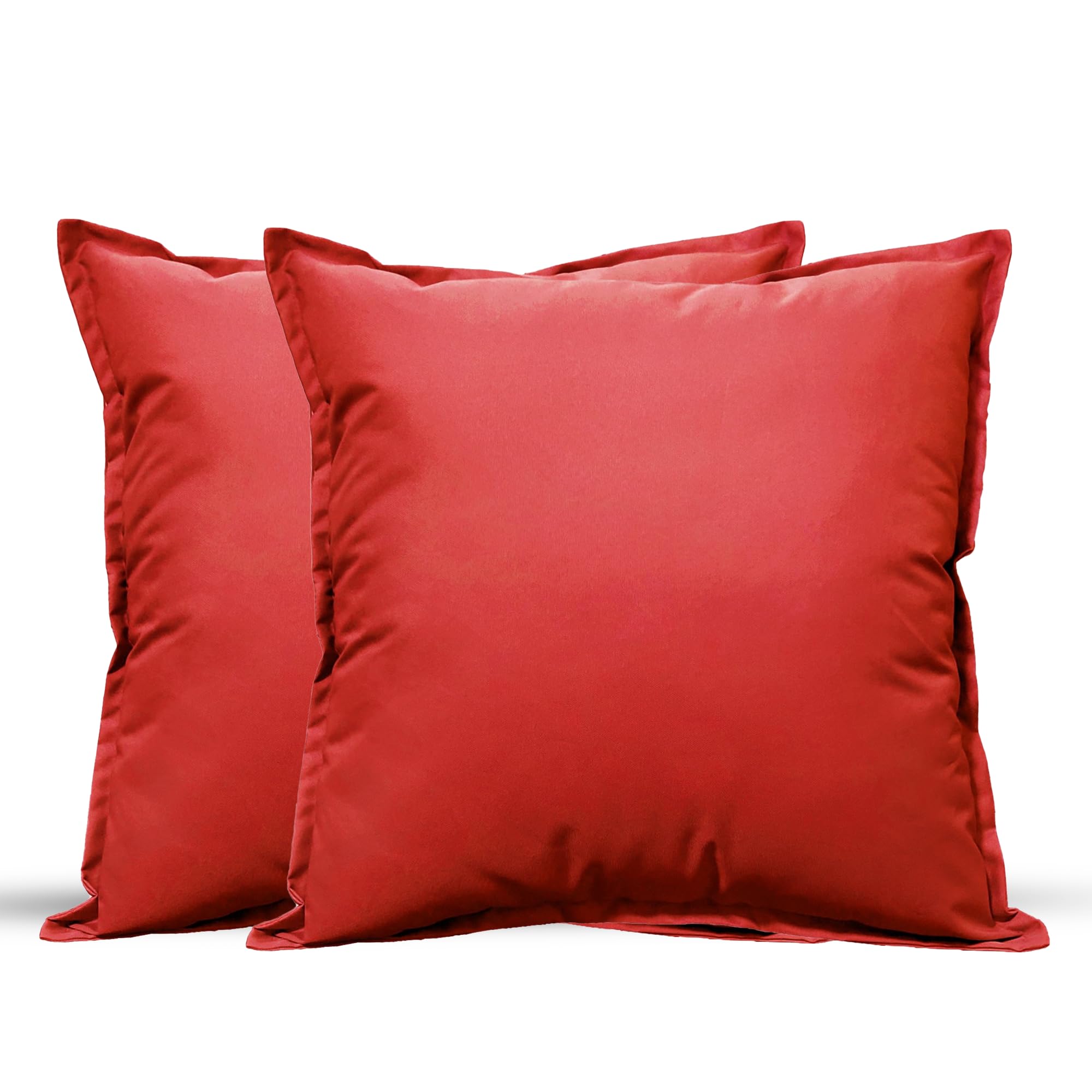 Outdoor Cushions Waterproof FILLED 2 Pack 60x60cm 24"x24" Zippered Outdoor Garden Cushions Waterproof With Cushion Covers Living Room Garden Sofa Patio (Red, 60 x 60 cm (Pack of 2))