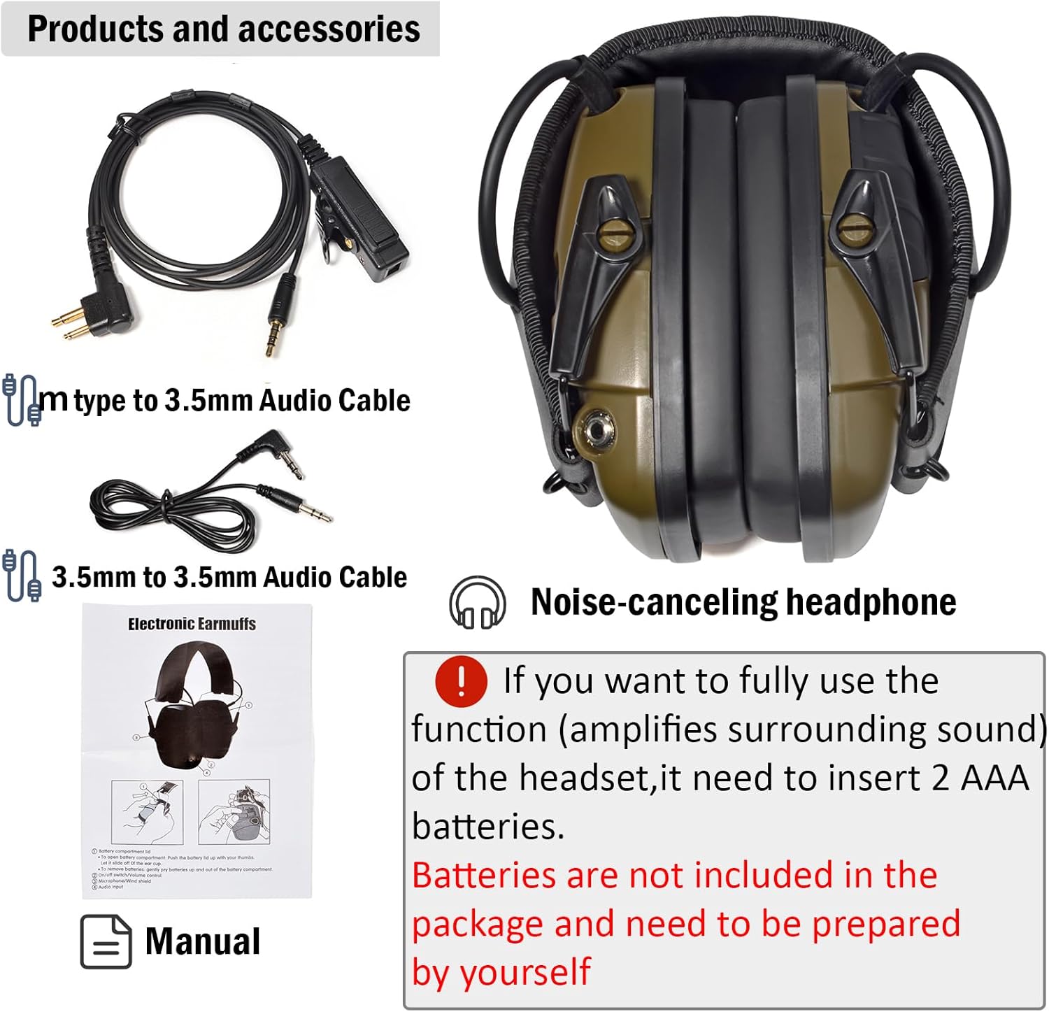Radio Headset, Sound Amplification Electronic Shooting Earmuff with PTT for Motorola CP200 GP2000 XU1100 GP300 Yaesu FT-4XR FT-4VR FT-65R FT-25R Handheld 2-Way Radio