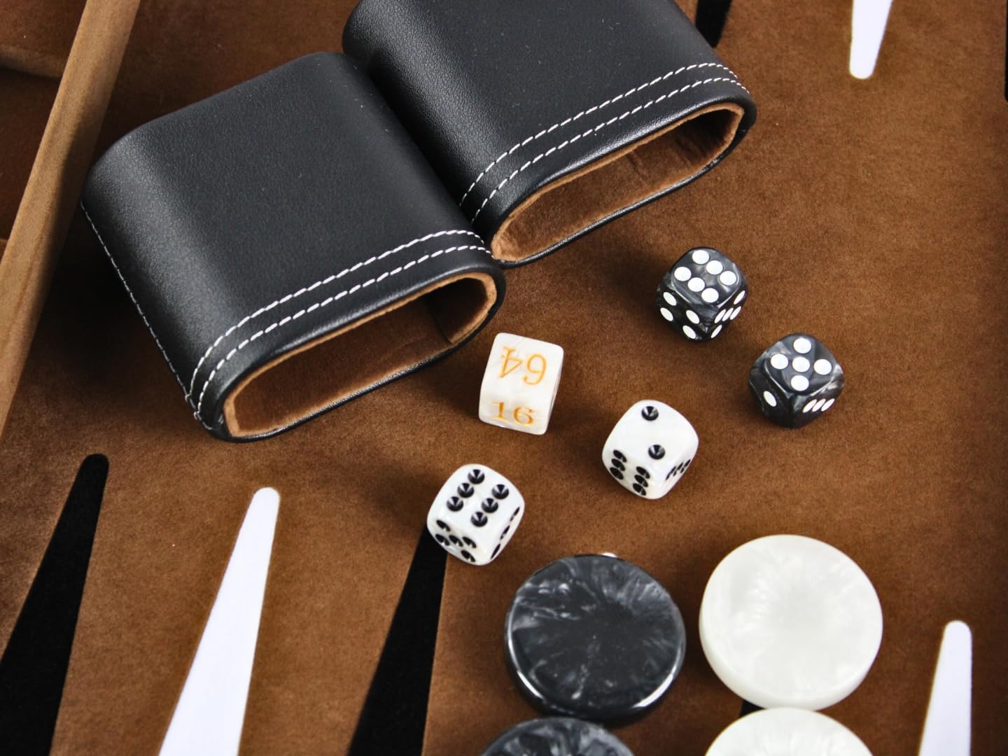 Set Backgammon in pelle marrone rustico, 53,3 cm
