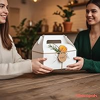 Vista 6 de UnicoPak 30 Piezas Cajas Grandes de Dos Aguas 9x6x6 Cajas de Regalo Blancas con Asas Cajas de Panadería Cajas de Golosinas Cajas de Papel