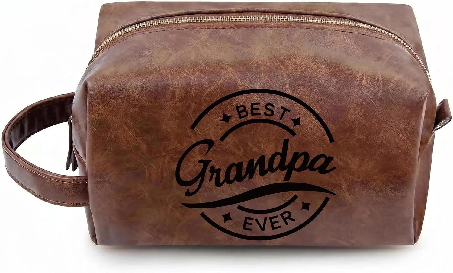 THTCSQ To My Grandpa Gifts,Leather Toiletry Bag for Men, Personalized Travel Toiletry Organizer,Birthday Gifts (Best Grandpa)