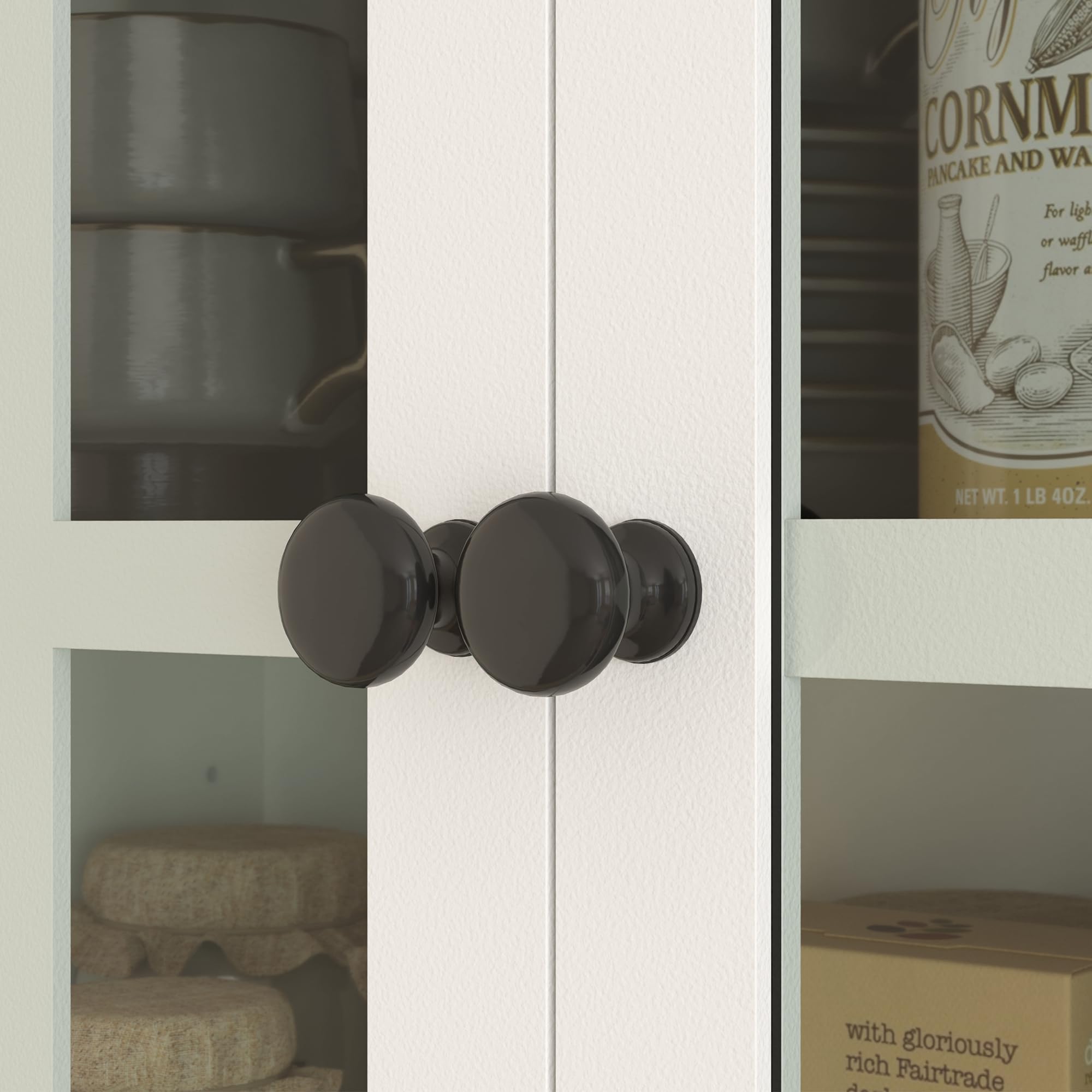 HOMCOM Küchenschrank, Hochschrank mit 2 Schränken, Küchenbuffet mit verstellbaren Ablagen, Buffetschrank, Esszimmerschrank für Küche, Esszimmer, 68 x 39,5 x 170 cm, Weiß