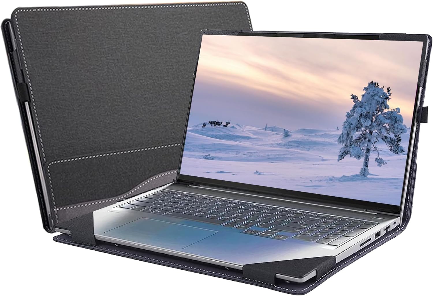 for Laptop Lenovo Yoga Pro 7 14IMH9 14AHP9 & Lenovo Yoga Pro 7 (14IRH8 14ARP8 14APH8) Laptop Protective Sleeve, 2-in-1 PU Leather Case (Dark Gray)