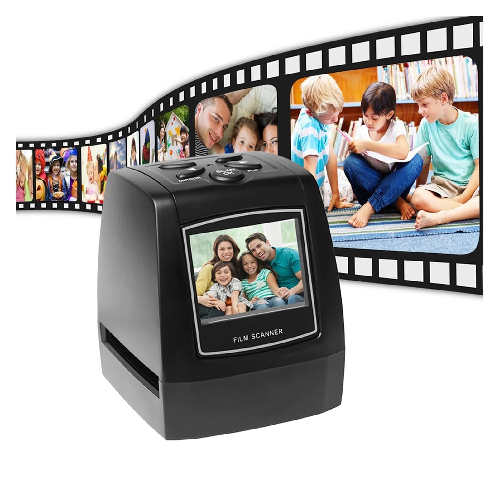 Scanner de Films numériques 35 mm/135 mm, écran LCD 2,4 Pouces, Prise en Charge de la prévisualisation et de la Lecture, Scanner de Films Noirs 22 MP