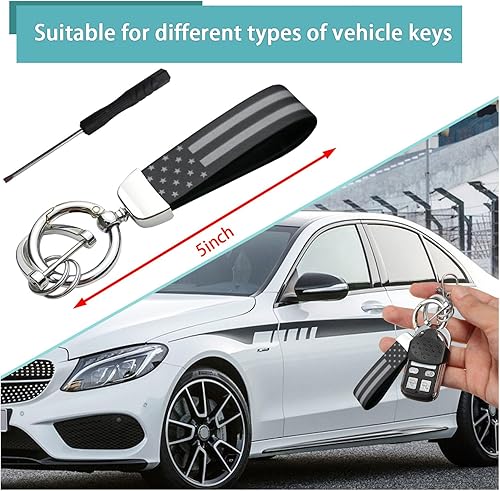 Miniatura 8 de Augeny Llavero de coche con la bandera de Estados Unidos, llavero giratorio de 360 grados con anillo de aleación de zinc, llavero automático con