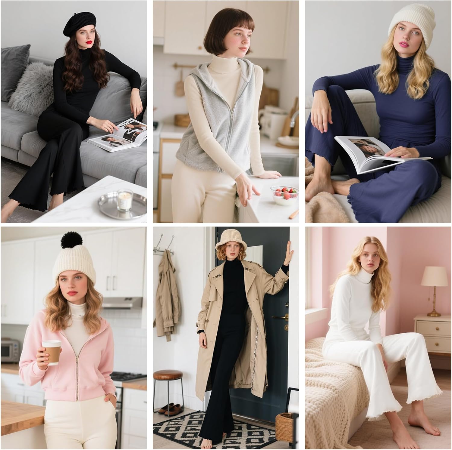 WOWENY Long Johns Thermal Underwear for Women Fleece Lined Base Layer 2 Pieces Pajama Set Cold Weather Lace V Neck Top Bottom - Image 4