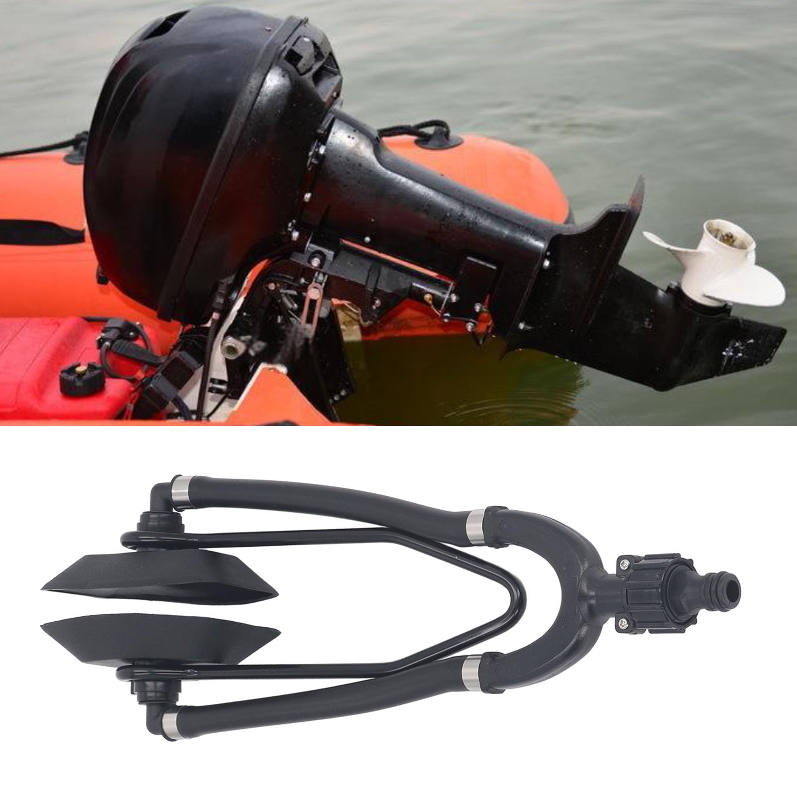 Jiawu Enjuague de Motor de Alimentación de Agua Doble para Barco, Enjuagador de Agua para Motor Fueraborda Rectangular Universal, Enjuagador de Motor con Orejeras para Barco