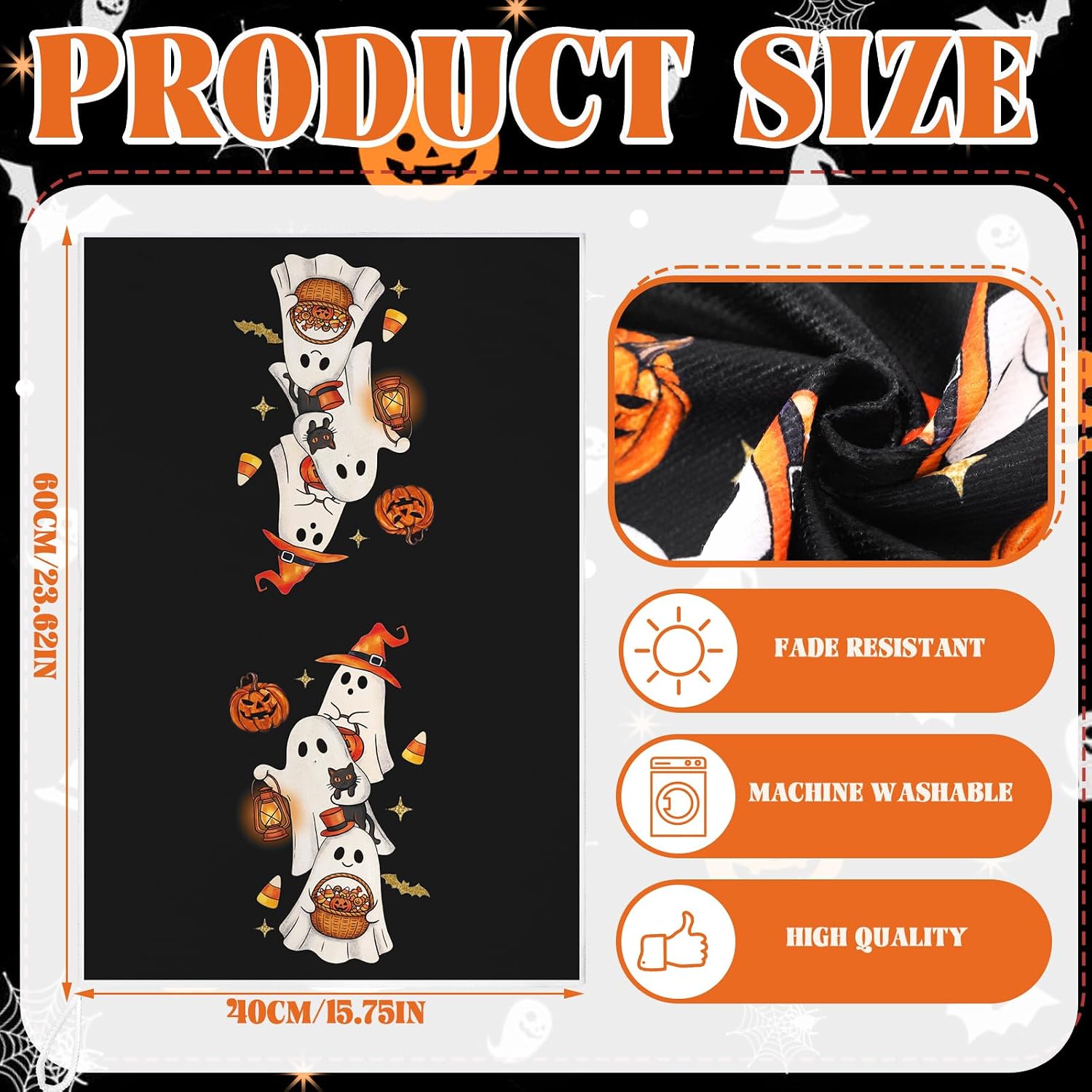 Geyoga 12 Pcs Halloween Kitchen Towels Ghost Dish Hand Towel Spooky Pumpkin image 3