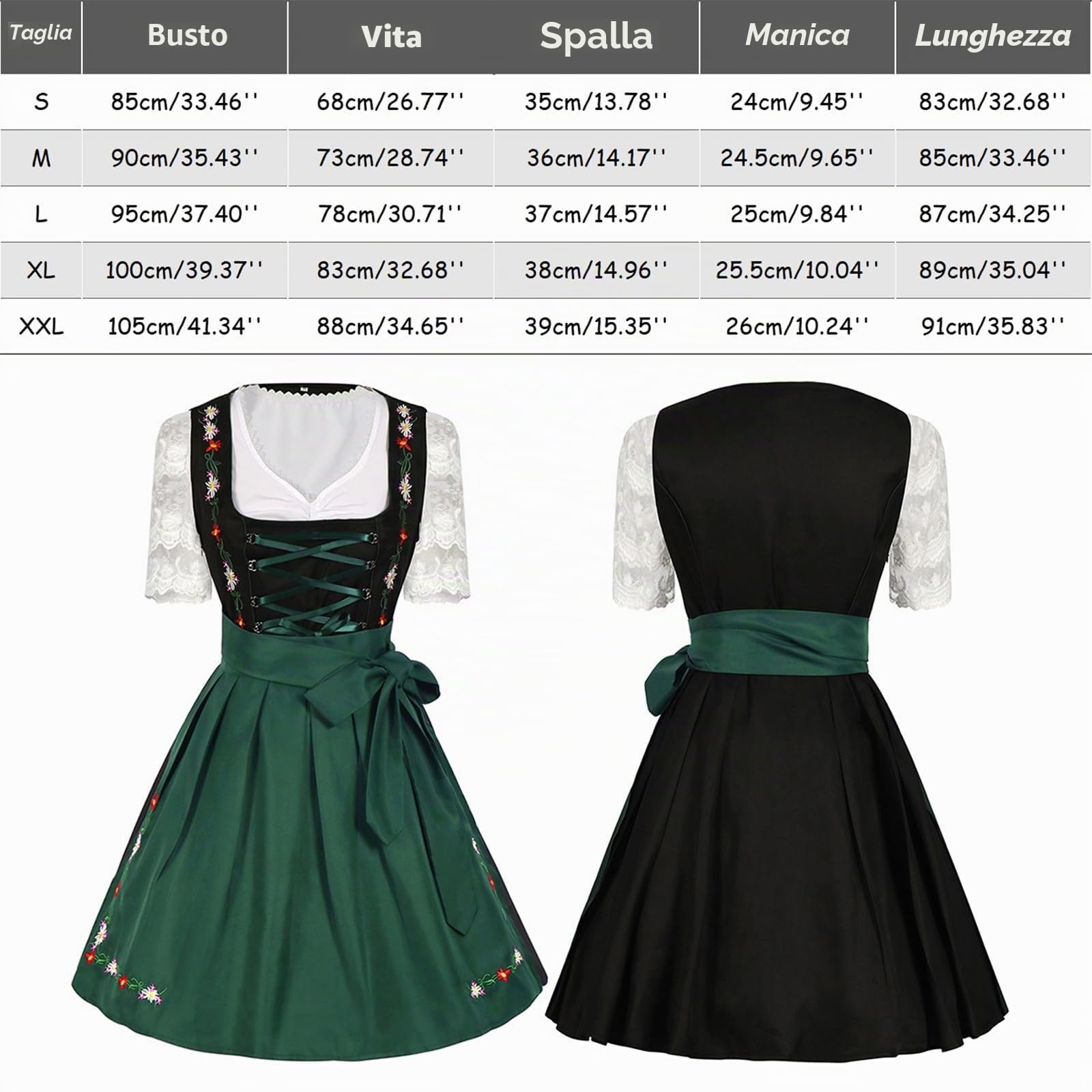 Vestiti Tirolesi Donna - Costume Tradizionale Abito Tradizionale Bavarese Donna Abiti Midi per Le Signore Elegante Abito Bavarese Festa Octoberfest e Vestiti Abito per Oktoberfest