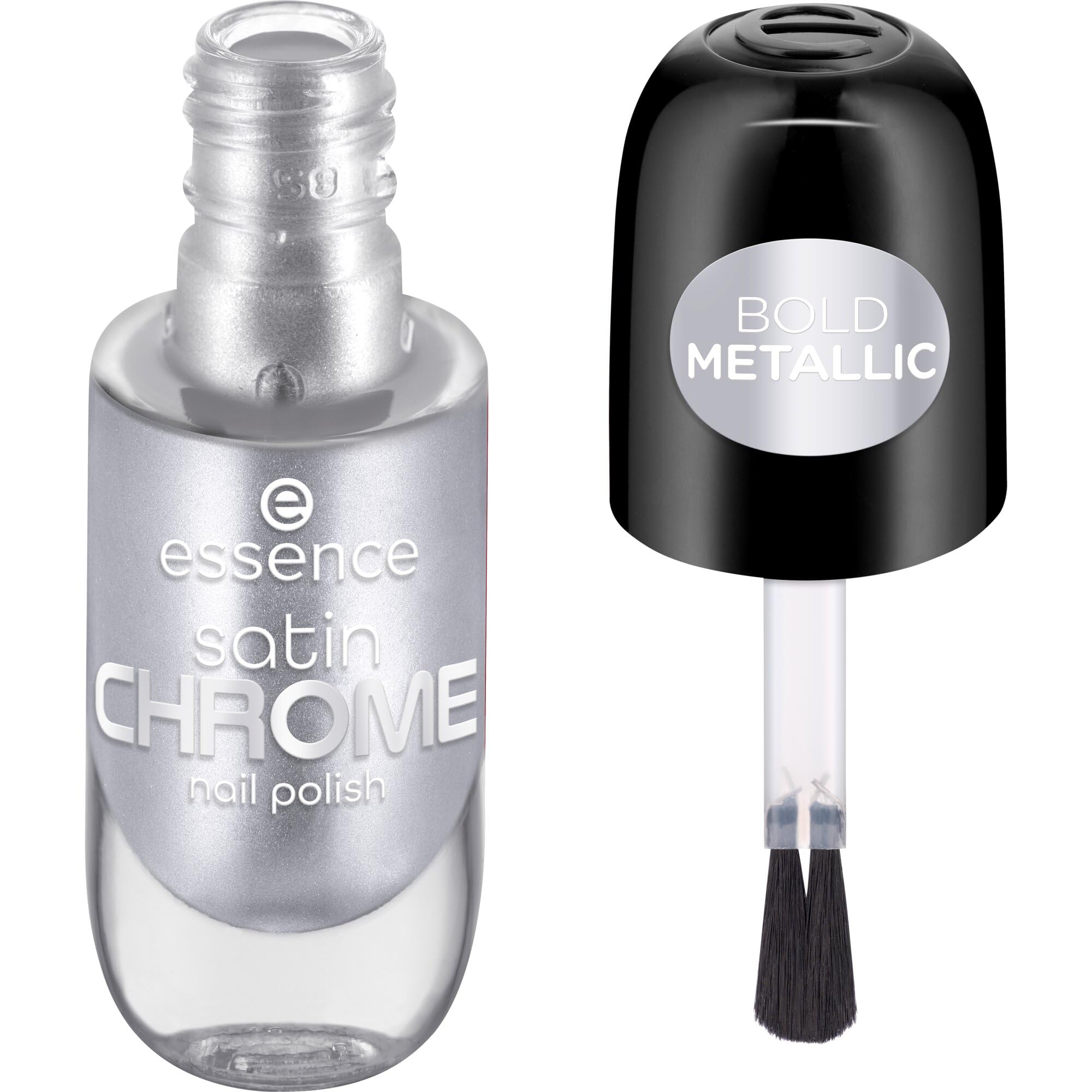 essence satin CHROME nail polish, covering, express result, highly pigmented, metallic (8ml)