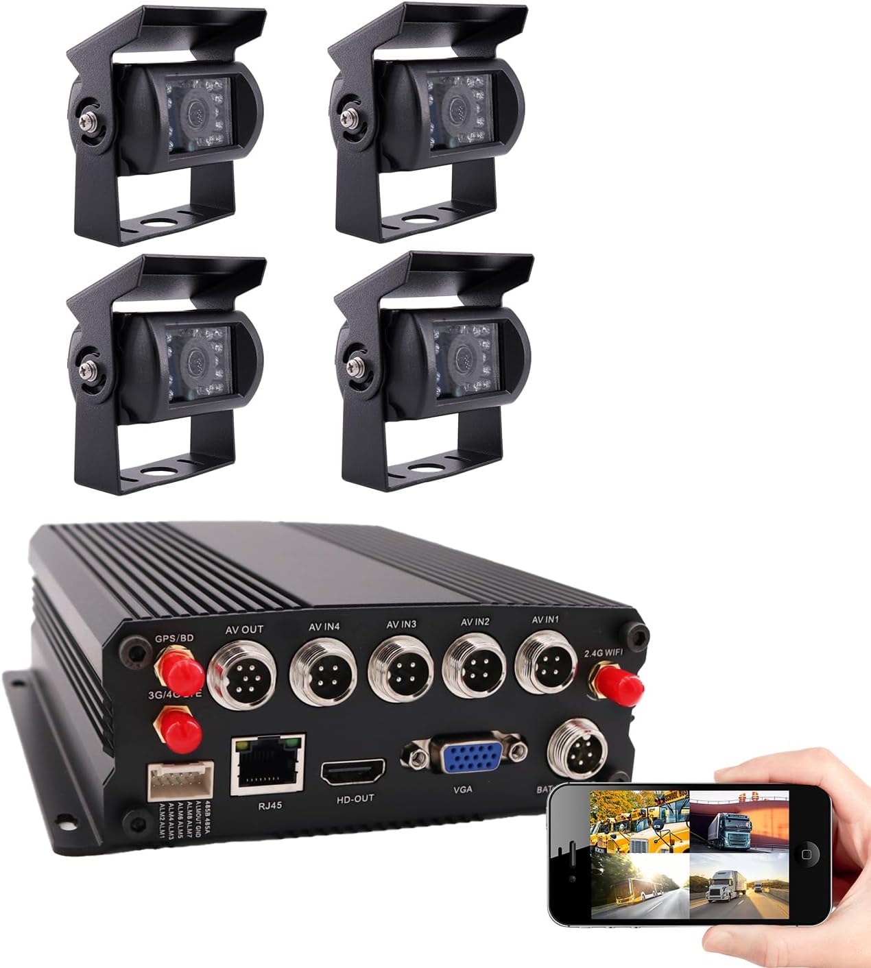 Amazon.com : JOINLGO 4CH GPS 4G WIFI 1080P Mobile Vehicle Car DVR mdvr ...