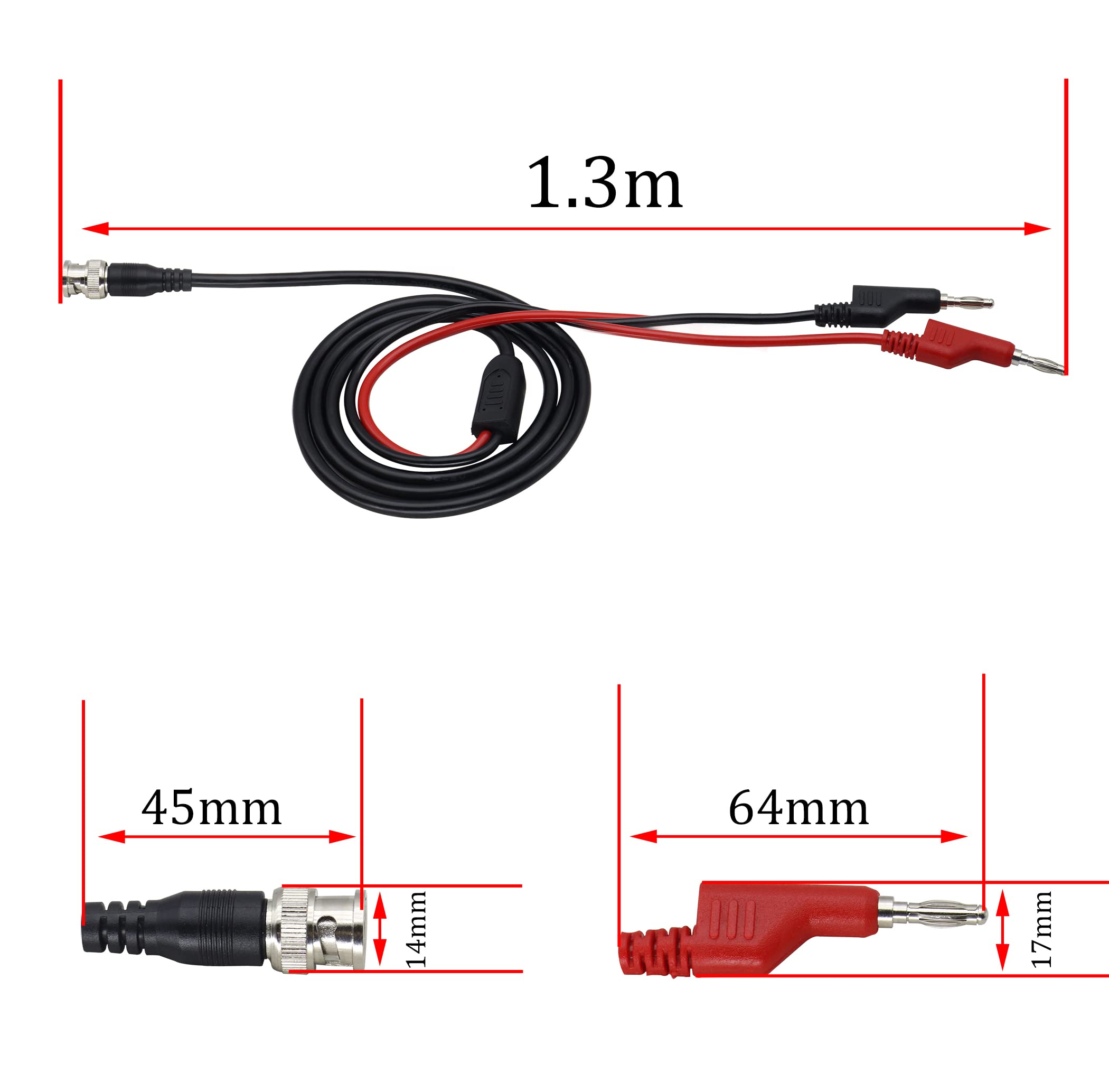 Produktbild von HT30A Auto-Testkabel – BNC Auf Banane, 30 Cm, Voll Geschirmt, Für Oszilloskop & Kfz-Diagnose, 50Ω