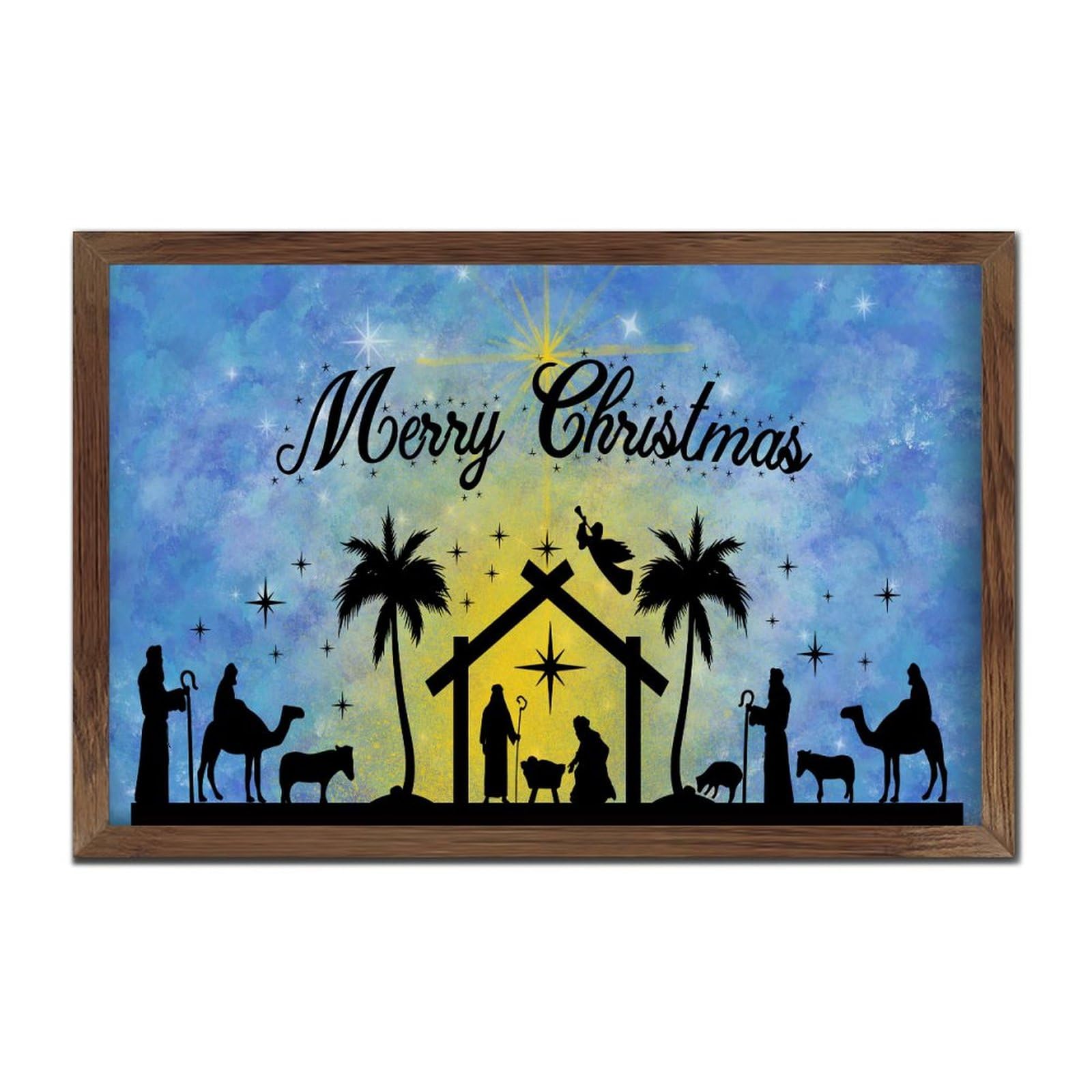 Panneau en bois Merry Christmas pour étagère et salon chaleureux 20x30
