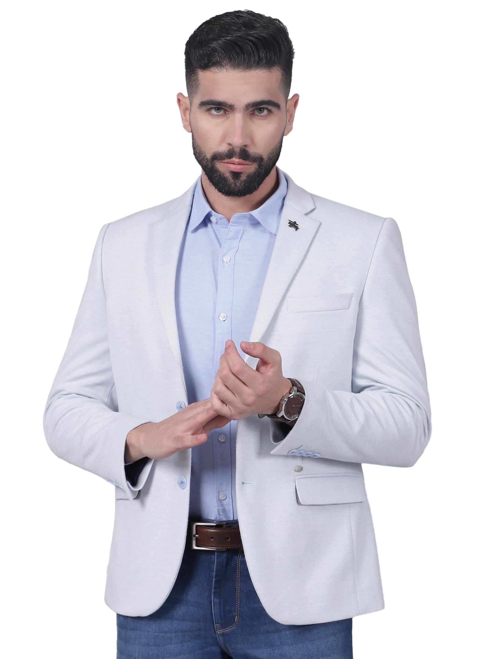 cantabil Men's Self Design Notched Lapel Collar Single Breasted Casual Blazer (P_MBZC00088)-picture-12