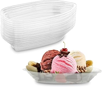 MT Products Clear Plastic Disposable Banana Split Boats 8 oz. Great Party Dish 30 Pieces - Made in the USA