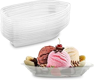 MT Products Clear Plastic Disposable Banana Split Boats 8 oz. Great Party Dish (30 Pieces) - Made in the USA