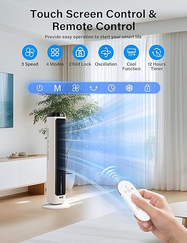 Miniatura 3 de JRD Enfriador de aire de 41 pulgadas para dormitorio, oficina, habitación grande, enfriador de aire evaporativo portátil con paquetes de hielo,