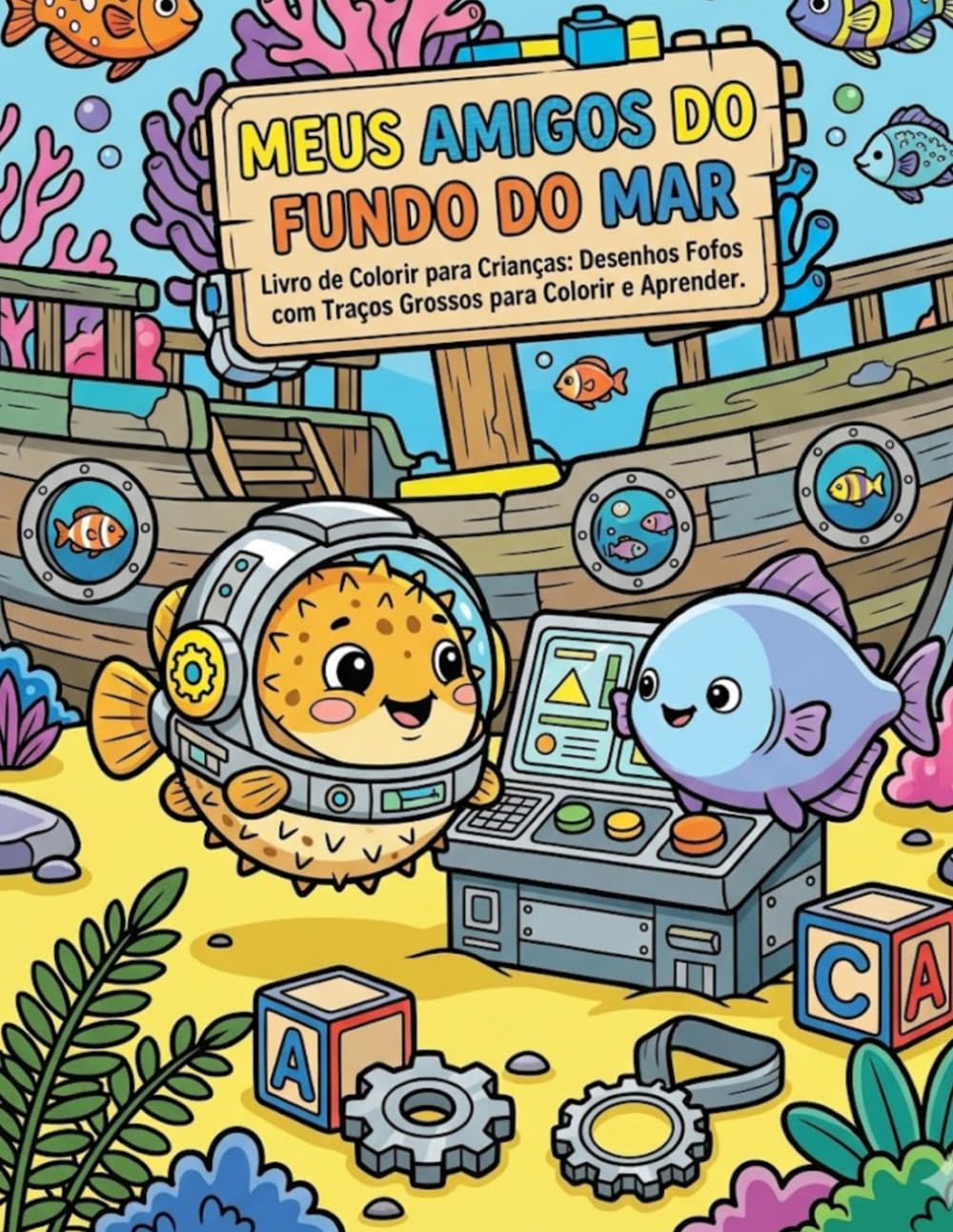 Meus Amigos do Fundo do Mar: Livro de Colorir para Crianças: Desenhos Fofos com Traços Grossos para Colorir e Aprender.