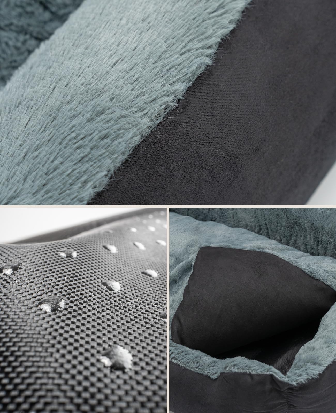 lionto Letto per Cani Cuscino per Cani Divano per Cani con Cuscini, (L) 75x60 cm Grigio/Nero