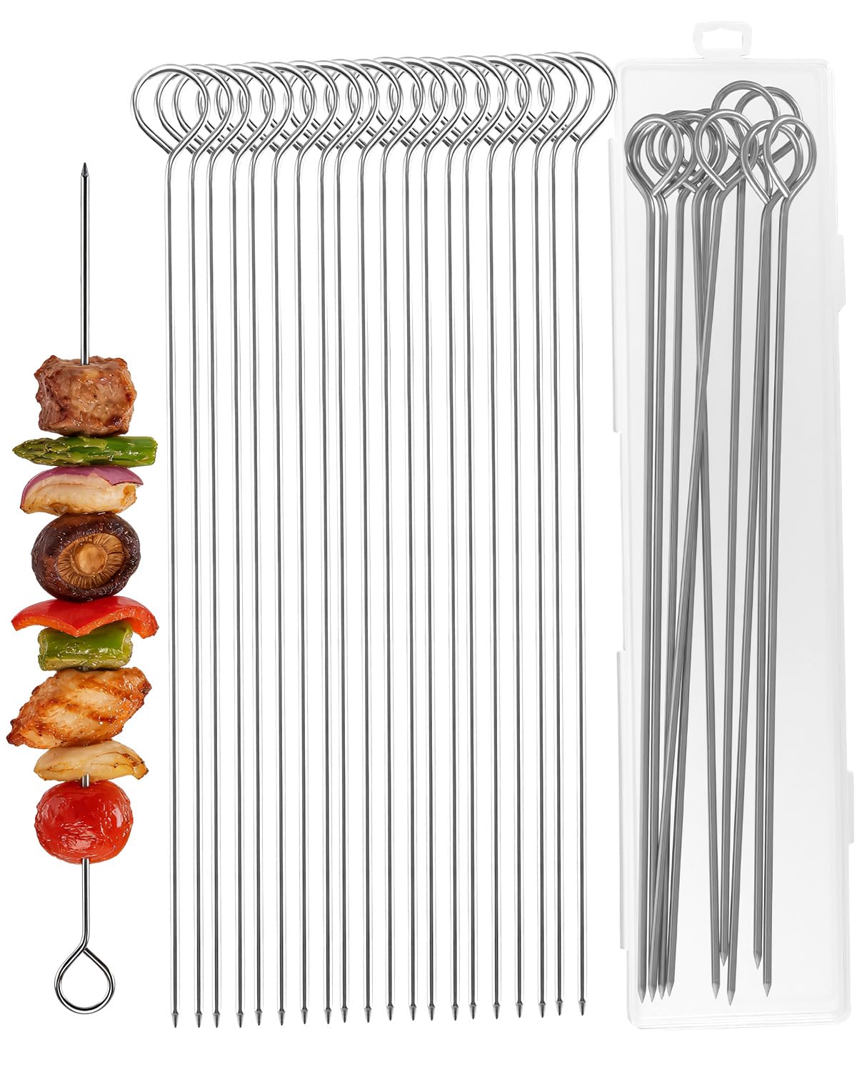 UCEC 20 PCS 25cm Stainless Steel BBQ Skewers