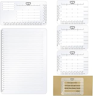 Teling 5-Pack Straight Line Stencil & Envelope Addressing Templates - 11 Inch Ruler Guide for Journaling, Calligraphy & Letters