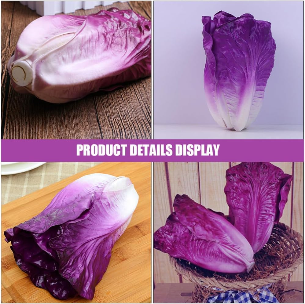 Artificial Purple Lettuce Simulation Plant Realistic Faux Vegetable Model for Home Decor Market Display Educational Props Made with Pu Material