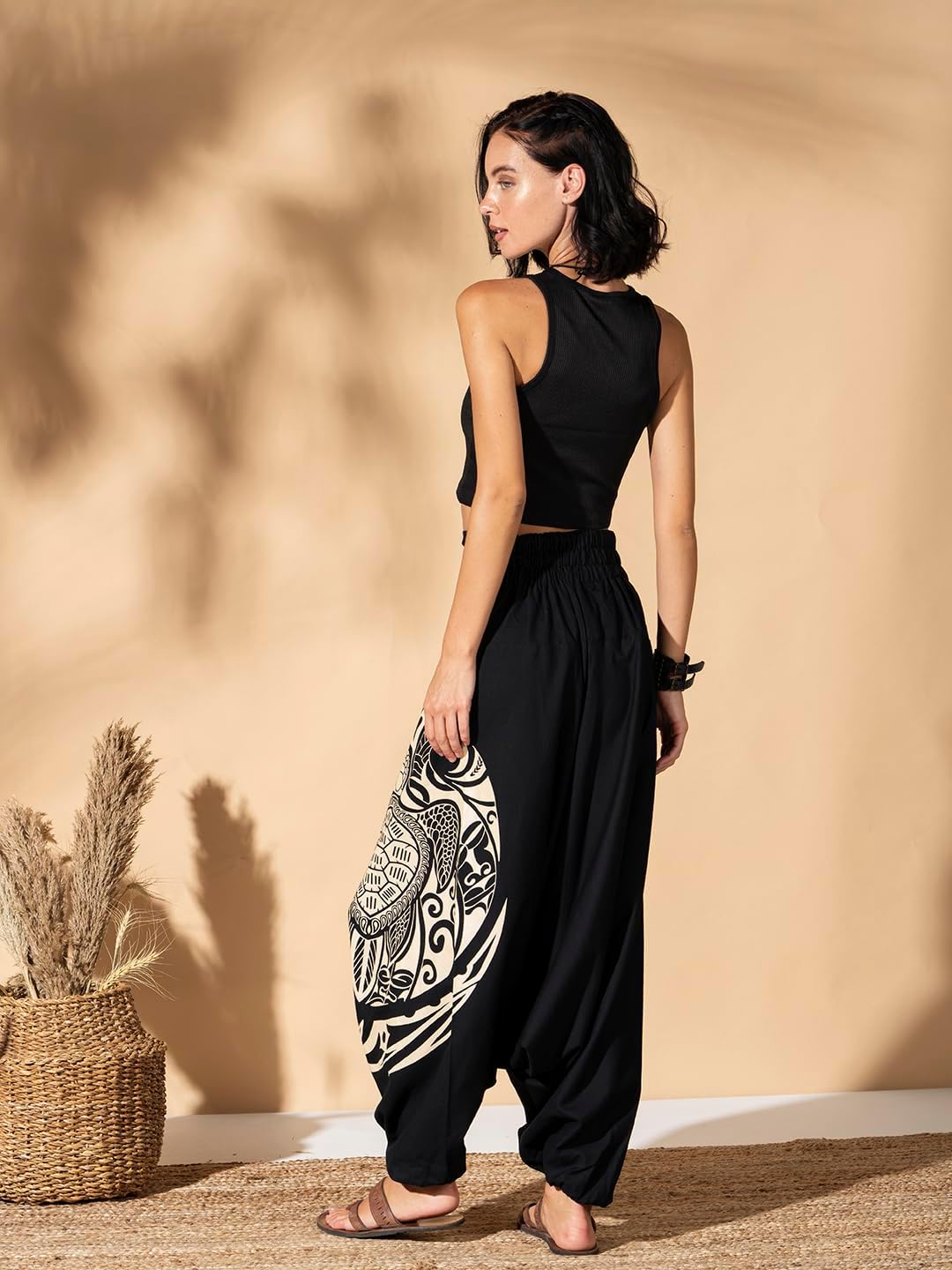 The Veshti Company Women's Printed Summer Harem Pants, Cotton Boho Hippie Casusal Oversized Palazzo Pant for Women - Image 5