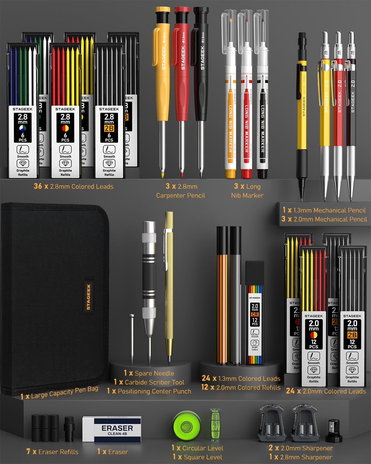 STAGEEK 34 Pack Carpenter Pencils with Sharpener — Amazon image 8